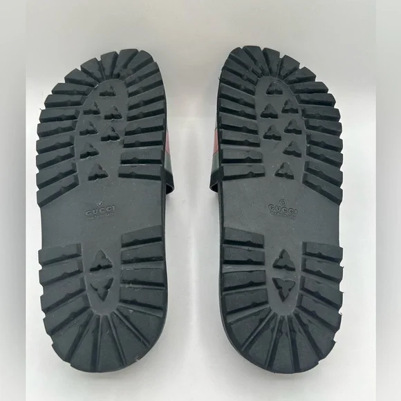 GUCCI AUTHENTIC Web Trek Lug Sole Slides Sandals Green Red Back Men’s 11 429469 - Picture 12 of 14